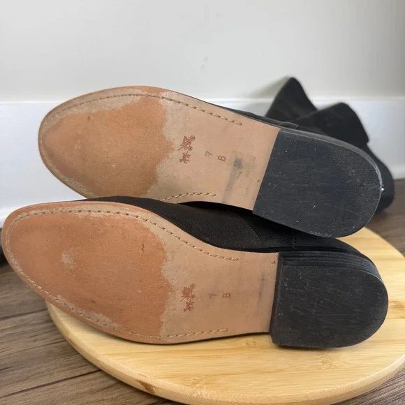 Coach Liza Tall Boots Women 7B Black Leather Stretch Buckle Knee High A8794 Good - Picture 7 of 8